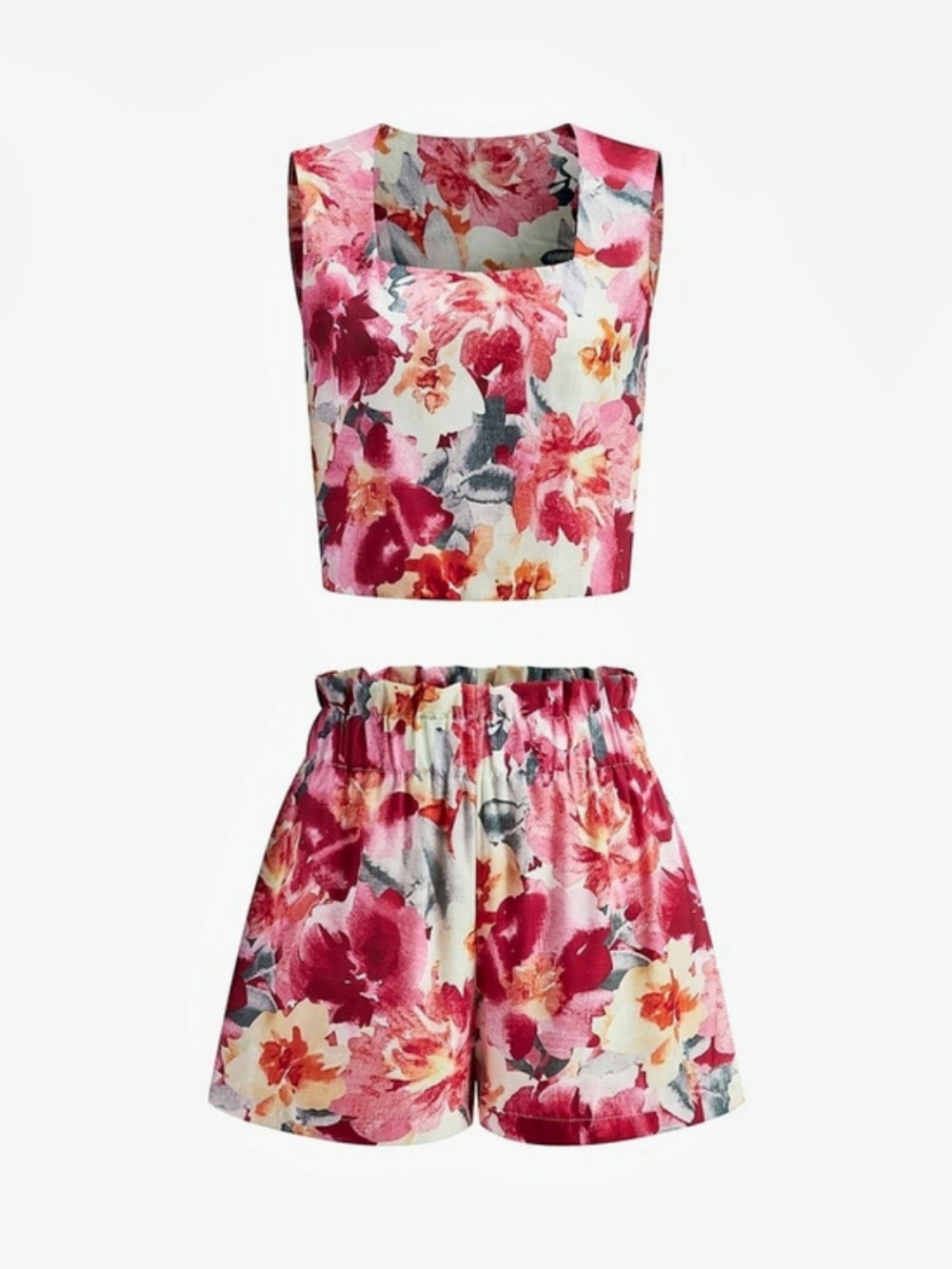 Commense Floral Print Sleeveless Shorts Set Medium